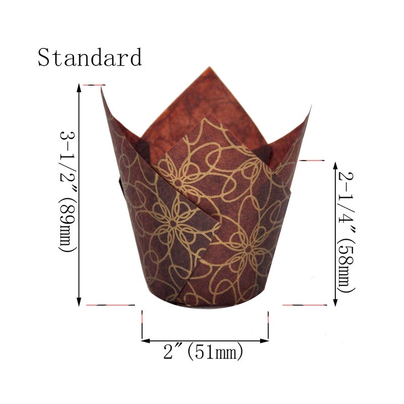 QLSmypkg Muffin Greaseproof paper Baking cupcake cups, 2"(Bottom diameter) x 3-1/2"(Height) Fancy Floral Print Tulip Baking Cup Case of 125 pcs (125, Standard) - Image 2